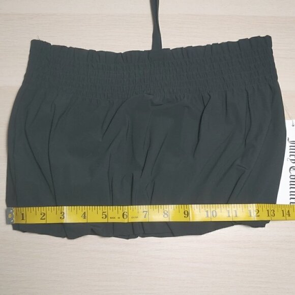 NWT JUICY COUTURE Black smocked puffed halter crop top - Picture 7 of 13